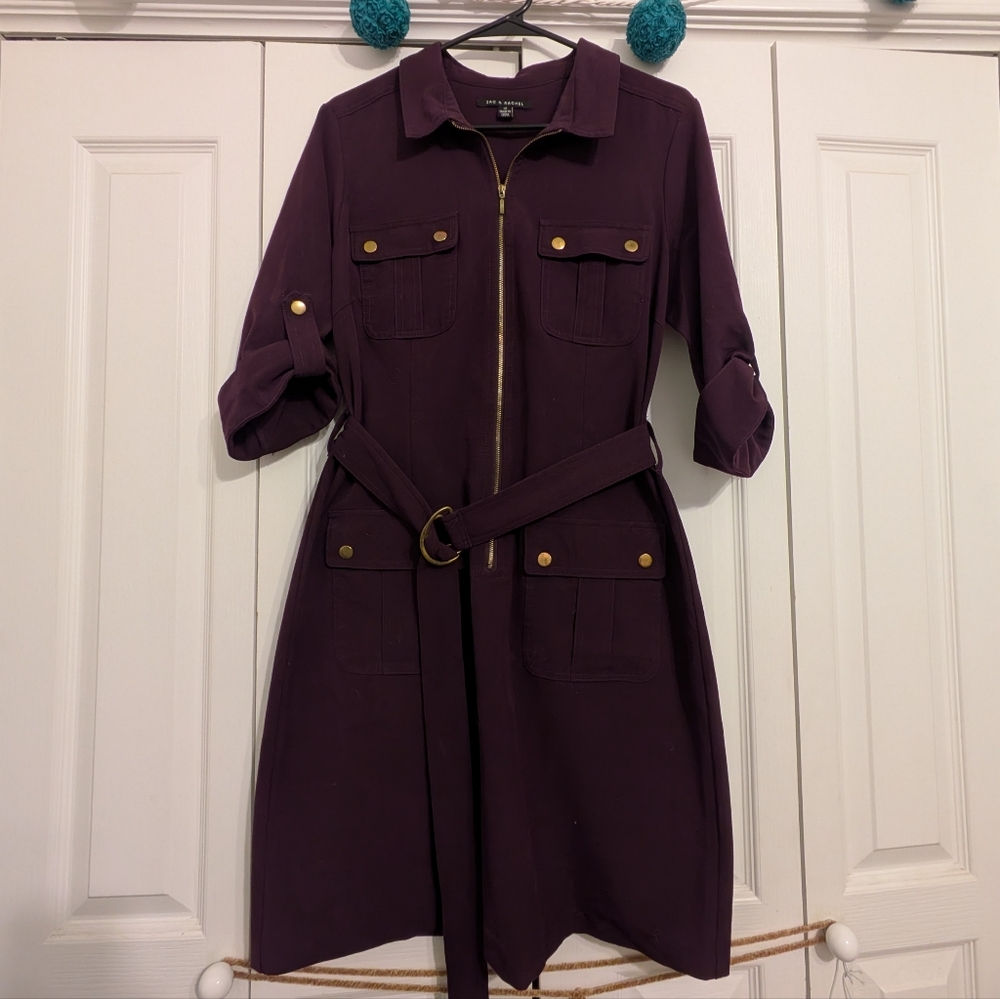 Sz 12 Plum Belted Dress